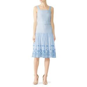 DRAPER James Blue Belted Embroidered Mini Sun Dress US 8